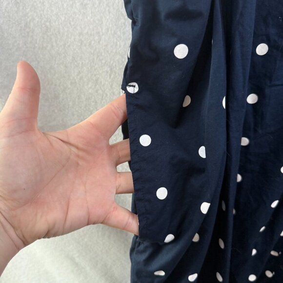 Old Navy Women's Shirt Dress Midi Polka Dot Cut Out Sides Button Front Navy 3X - Picture 9 of 14